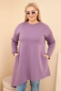 Damenkleid Plus Size aus Viskose mit lockerer Passform und langen Ärmeln lila