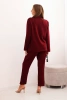 Women's set with viscose, decorated and with elastic pants burgundy