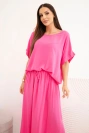 Women’s viscose set with blouse and skirt pink