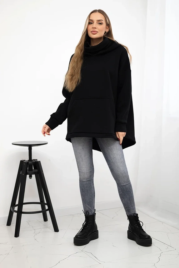 Zateplená mikina so zapínaním na zips vzadu čierna