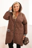 Damenjacke Plus Size gesteppte mit Kapuze und sportlichen Bündchen schokoladenbraun