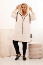 Damenjacke Plus Size gesteppte mit Kapuze und dem Schriftzug HOPE hellbeige