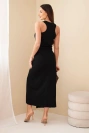 Women's cotton sleeveless midi dress with ruching black