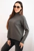 Damenpullover mit Stehkragen aus Viskose in lockerer Passform khaki