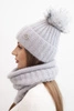 Women's winter set with pompom and snood gray