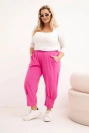 Moteriškos Plus Size kelnės su žemu liemeniu ir gumyte juosmens rožinės