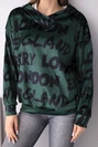 Damen-Oversize-Hoodie mit Kapuze und Aufdruck dunkelgrün