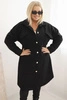 Damenmantel Plus Size aus Wolle mit Knöpfen, Taschen und Kragen schwarz