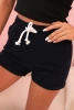 Women's cotton shorts with an elastic waistband and tie navy blue