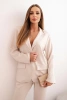 Damen Set aus Viskose mit Verzierungen und elastischen Hosen beige