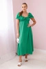 Ruffled dress with a tie at the neckline green