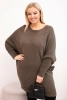 Dámský svetr Plus Size s mohair pončo mocca