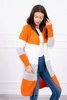 Кардиган свитер с полосками оранжевый+серовато-бежевый