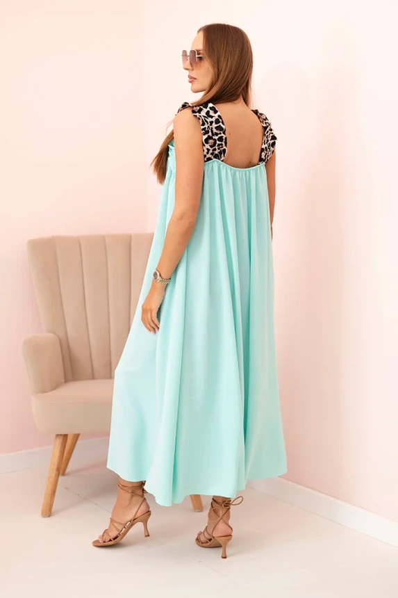 Women's dress with leopard print straps mint