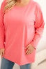 Damenbluse Plus Size aus Baumwolle mit Rundhalsausschnitt rosa