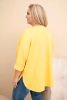 Dámská blůza Plus Size s bavlnou, kapsou a ohrnovacími rukávy žlutá