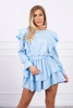Sukienka z pionowymi falbanami błękitna