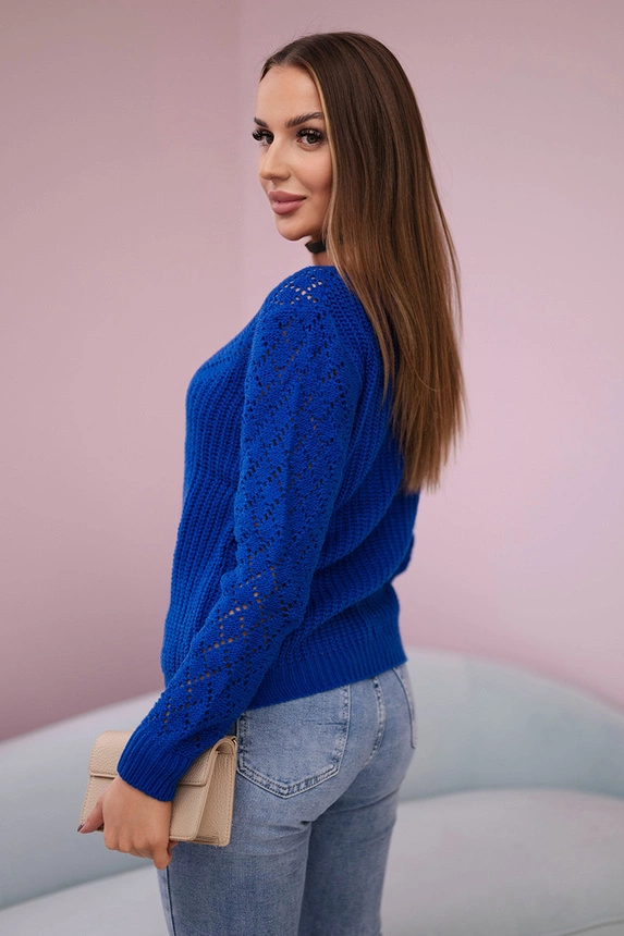 Openwork sweater mauve-blue