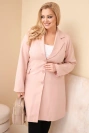 Damenmantel Plus Size lang mit Kragen und Taschen dunkel puderrosa