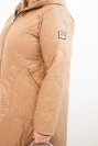 Women's Plus Size winter quilted jacket with a hood camel