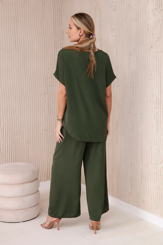 Set mit Halskette blusen + hose khaki