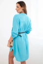 Kleid mit längerem Rücken und Gürtel türkisowy