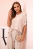 Viscose blouse + pants set dark beige