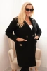 Damenmantel elegant Plus Size mit Kragen und großen Taschen schwarz