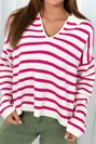 Gestreifter Pullover Fuchsia