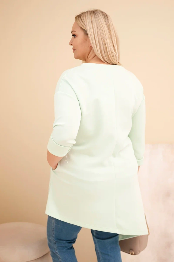 Damenkleid Plus Size aus Viskose mit lockerer Passform und langen Ärmeln mintgrün