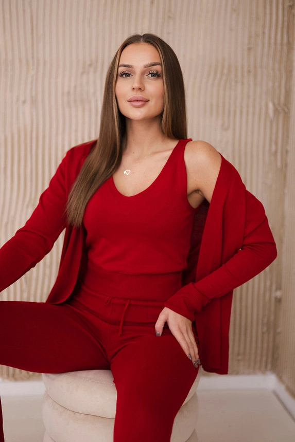 3-piece sweater set red