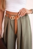 Hose mit weitem Bein und Gürtel Helles Khaki