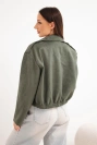 Women's suede viscose jacket with asymmetric zipper khaki