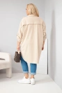Damenhemd Plus Size aus Viskose, Cord mit aufknöpfbaren Ärmeln beige