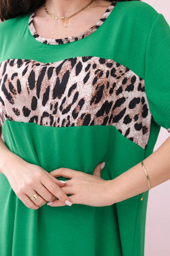 Leopard print dress bright green