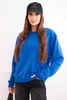 Women's basic cotton looped sweatshirt with a round neckline white