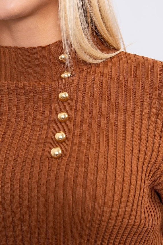 Taillierte Pulloverbluse mit Knöpfen camel