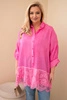 Dámska košeľa Plus Size bavlnená s čipkovým dokončením ružová