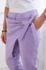 Trousers tied with an asymmetrical front light purple