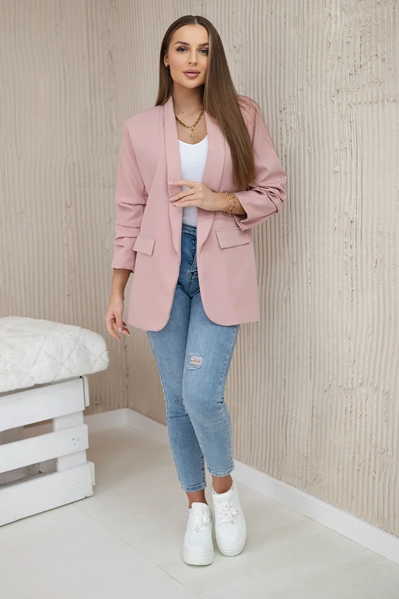 Jacke mit Revers elegant puderrosa