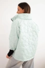Women's spring quilted jacket with decorative embossing and a zipper mint