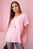 Muslin blouse with a necklace candy pink