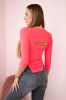 Bluse mit geripptem Ausschnitt Rosa Neon