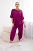 Cotton set blouse + trousers dark purple