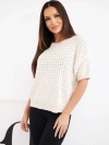 Women's cotton lace short-sleeve sweater beige