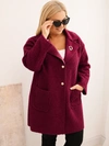 Dámsky kabát Plus Size baranok s vlnou a vreckami svetlá khaki