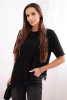 Women's asymmetrical cotton blouse with lace at the bottom black