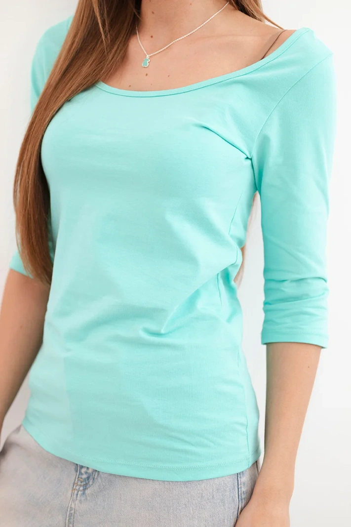 Bluse mit rundem Ausschnitt mint