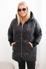 Damen Winterjacke Plus Size gesteppte mit Kapuze schwarz