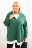 Women's Plus Size insulated hoodie with a V-neck dark green